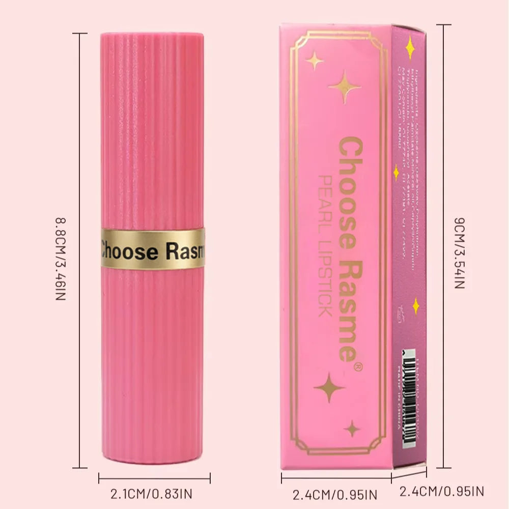 Batom de Veludo com Glitter Rosa Perolado – Metálico, À Prova d'Água, Longa Duração, Acabamento Matte com Brilho Diamante