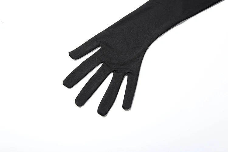 Nibber Simple Two Pieces Crop Tops Women Turtleneck Zipper Shoulder Pads Tops+o-Neck Long-Sleeve Glove t-Shirts Sexy Streetwear