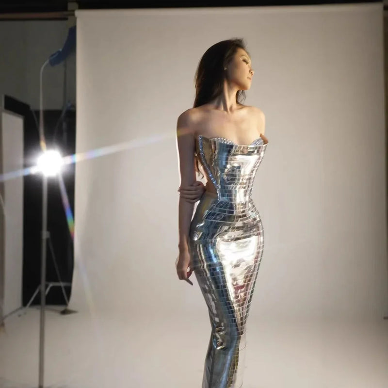 Evening Prom Gowns Birthday Celebrate Dresses Women Photo Shoot Wear Nightclub Stage Costume Sexy Sparkly Sequin Long Dress