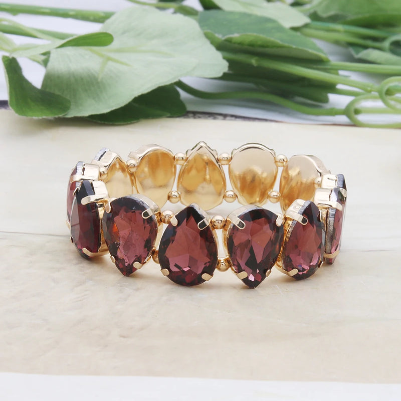 Bohemian Colorful Glass Bracelets For Woman European American Exaggeration Spring Rhinestone Bangle Madera Rhinestone Pulseira