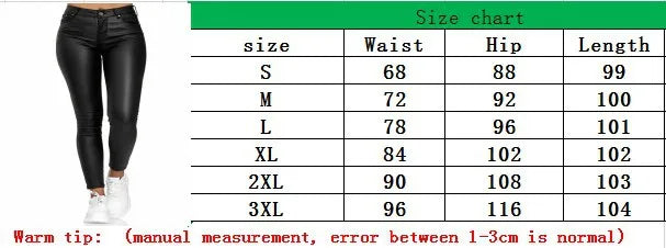 Calças de couro sintético, leggings femininas casuais elásticas e sensuais, couro sintético sólido, calças lápis justas