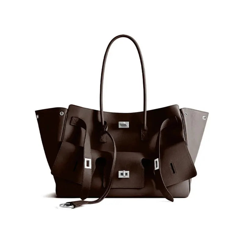 Luxury High Quality Tote Bag Brand Texture Lock Wing Bag Solid Color Simple New Horizontal Square Bag Women's Commuter Handbag