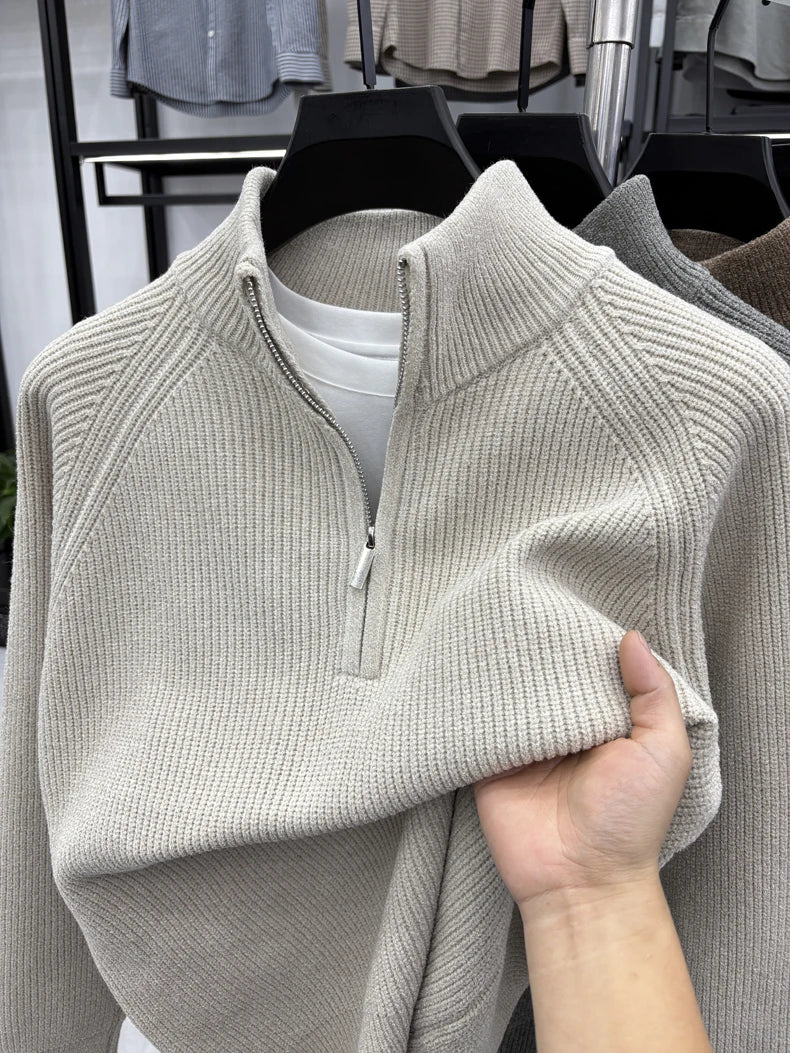 Men's Sweater Half Zipper Winter Thick Korean Edition Casual Loose Stand Up Collar Undercover