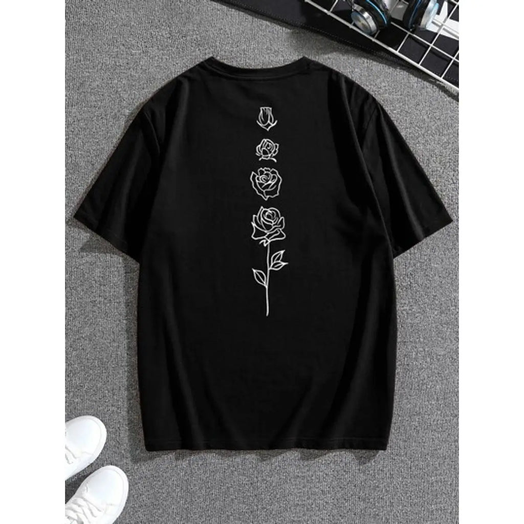 Men's T-shirt White Flowers streetwear style hip hop fashion Men