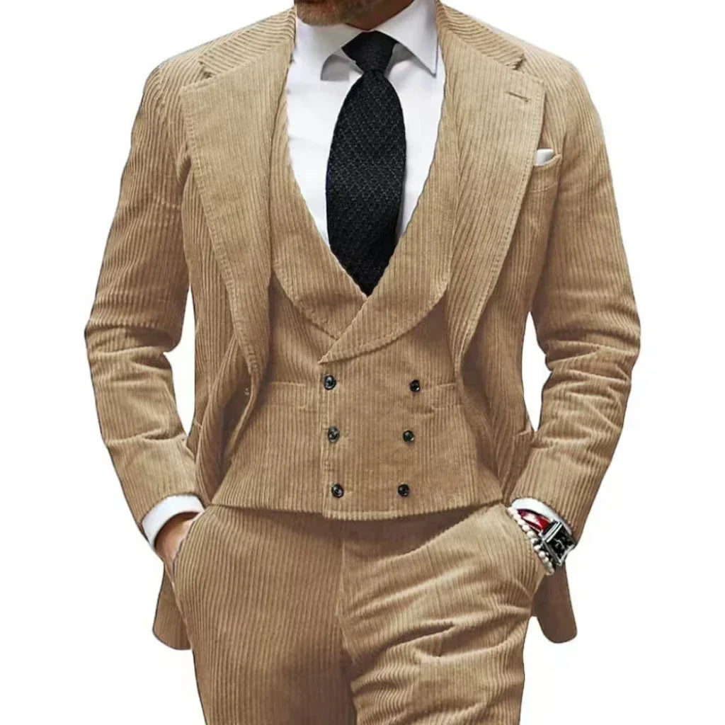 Velveteen-Men's Warm Velvet Suit, 3-Piece Set, Men's Clothing, Perfect for the Season