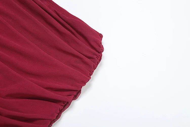 Conjunto de 2 peças irregulares Weird Puss para mulheres, blusa regata de malha com gola diagonal e saia longa franzida, combinando com roupas de clube