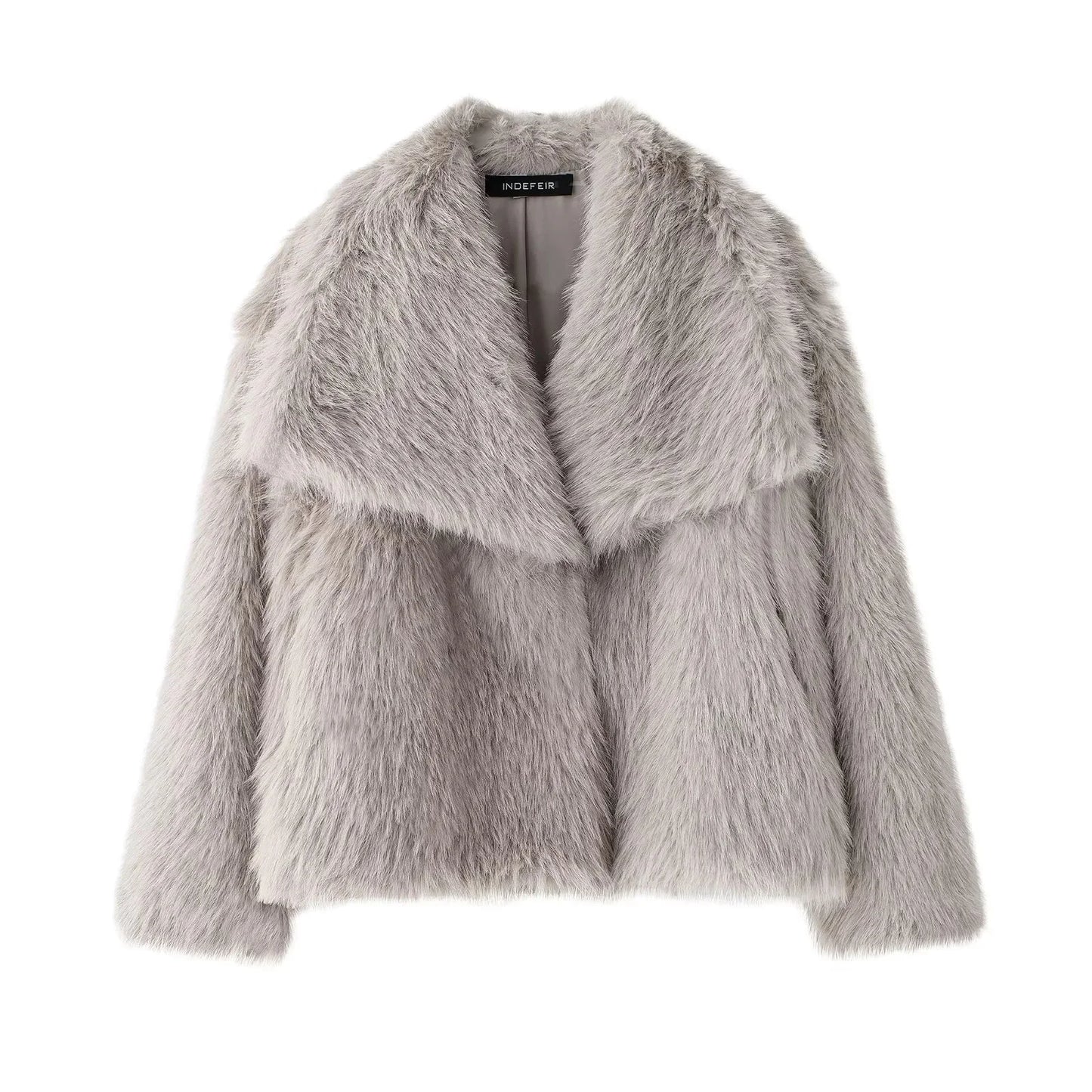 KONDALA 2026 Spring Summer Casual Faux Fur Brown Women Warm Jackets Valentine‘s Day Turn Down Collar Oversized Elegant Coats