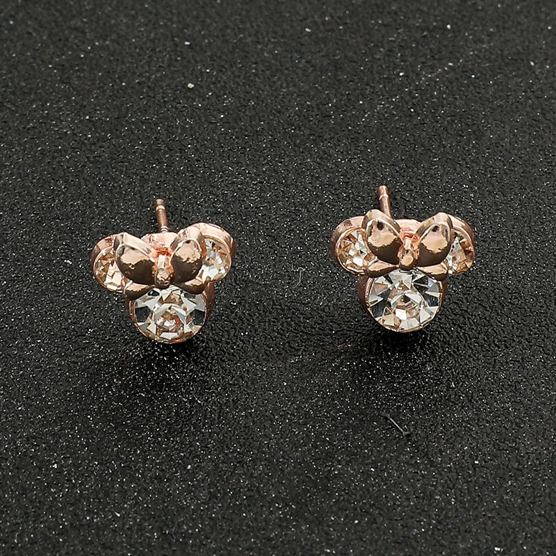 Brincos do Mickey Mouse com desenho da Disney para meninas, brincos de strass Kawaii, acessórios de joias