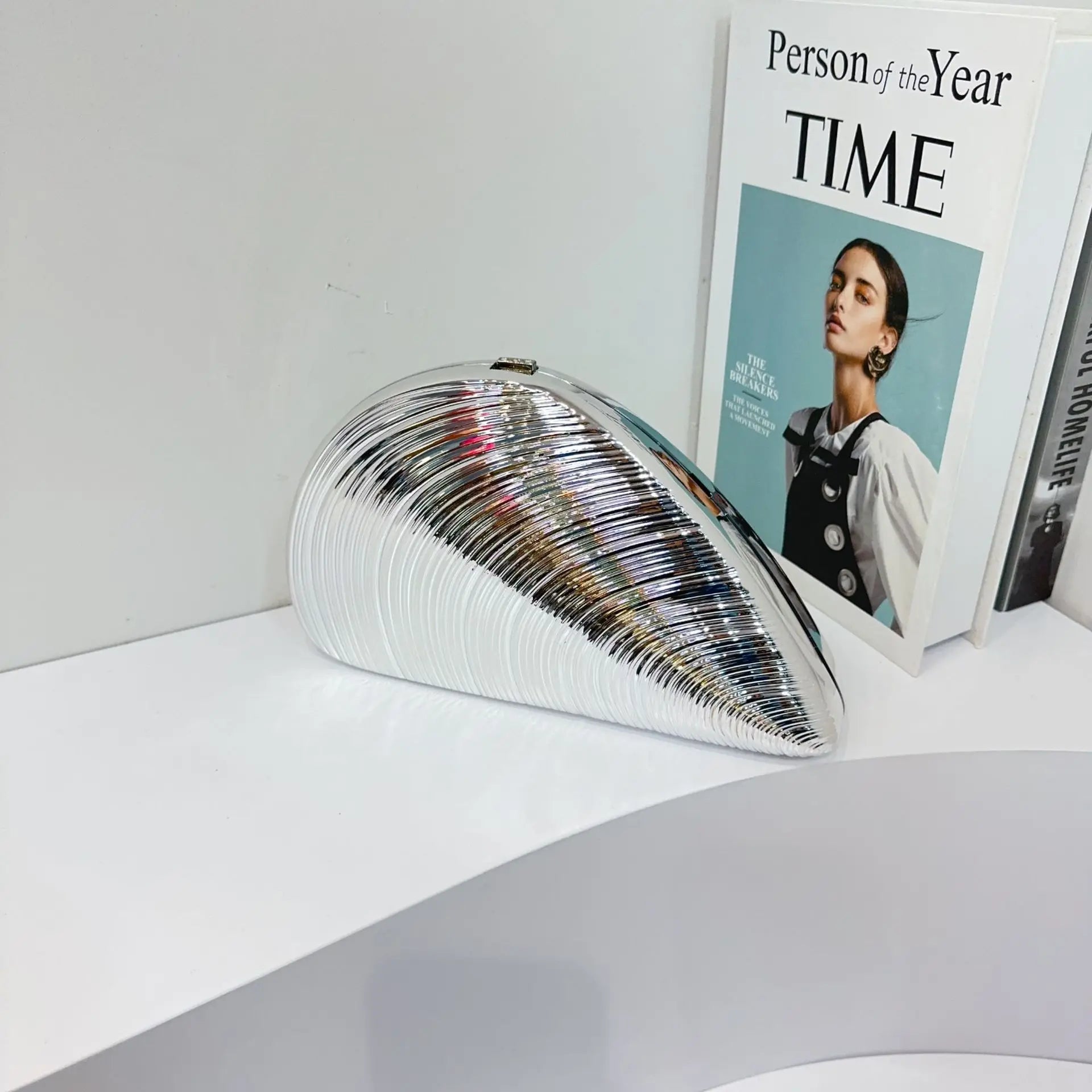 Retro dourado prata metal grande concha saco acrílico novo banquete festa mão com tudo incluído ombro feminino crossbody sacos de noite - CRAVO ROSE