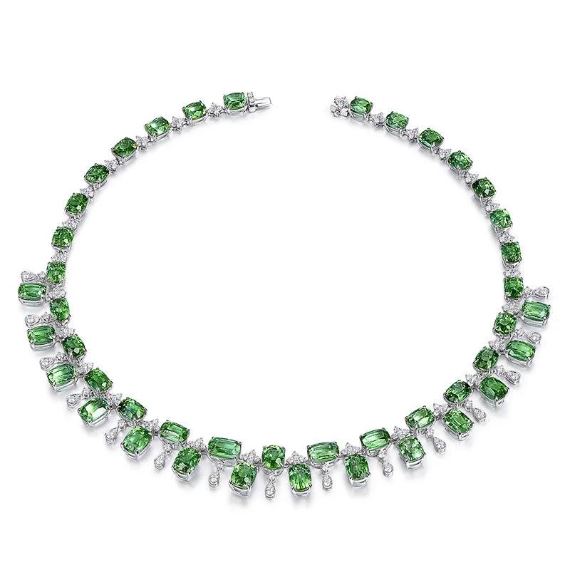 NEW Simulation Green Tourmaline Choker Necklace For Women Wedding Accessories Silver Color Chain European Design Chokers Jewelry - CRAVO ROSE