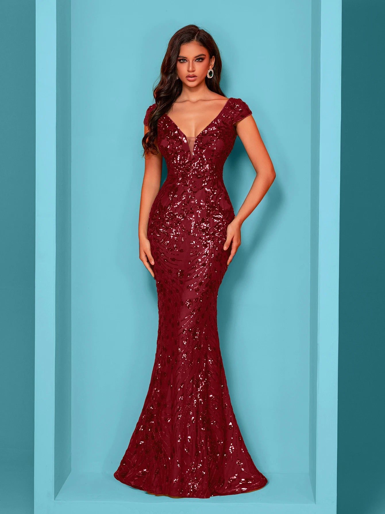Lucyinlove Elegant Cap sleeve Evening Dresses Women Luxury Embroidery Mermaid Formal Sequins Wedding Party Cocktail Gowns