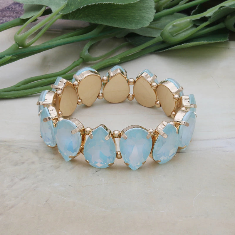 Bohemian Colorful Glass Bracelets For Woman European American Exaggeration Spring Rhinestone Bangle Madera Rhinestone Pulseira