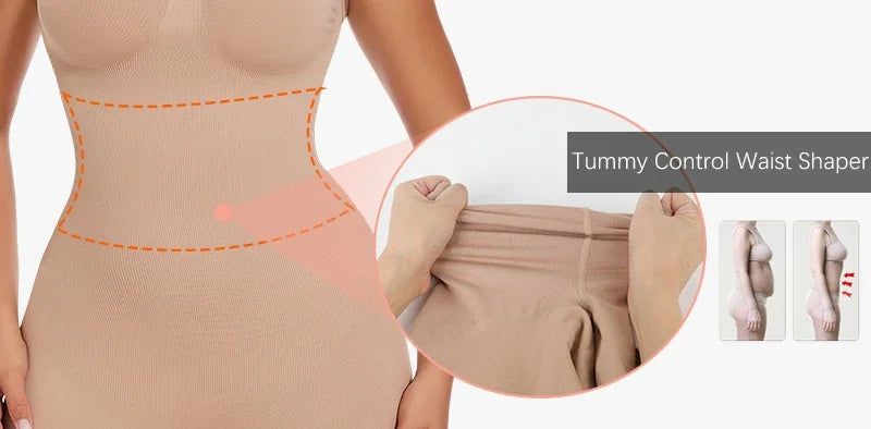 SLIMBELLE Women's Full Body Shaper Bodysuits Tummy Control Butt Lifter Slim Underwear Shapewear Thigh Slimmer Shorts One-Piece