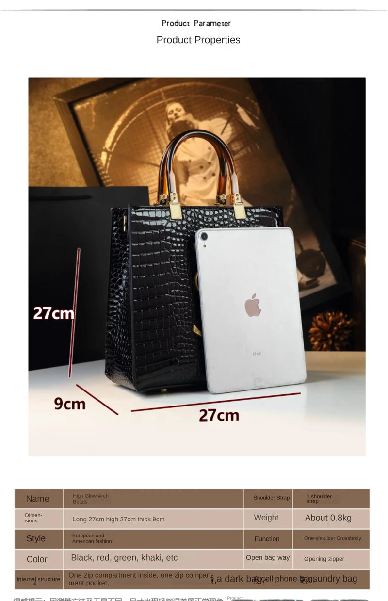 Genuine Leather Women Handbags Alligator Pattern Large Capacity Tote Bag Fashion Mother Bag 2025 New All-match Portable Bags