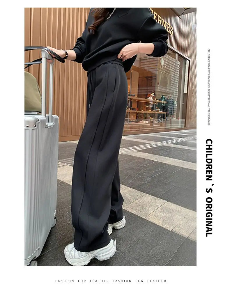 Loose Casual Fashion Sportswear Set for Women plus Size Autumn 2025 Trendy Sweatshirt Wide Leg Pants Two Piece Set