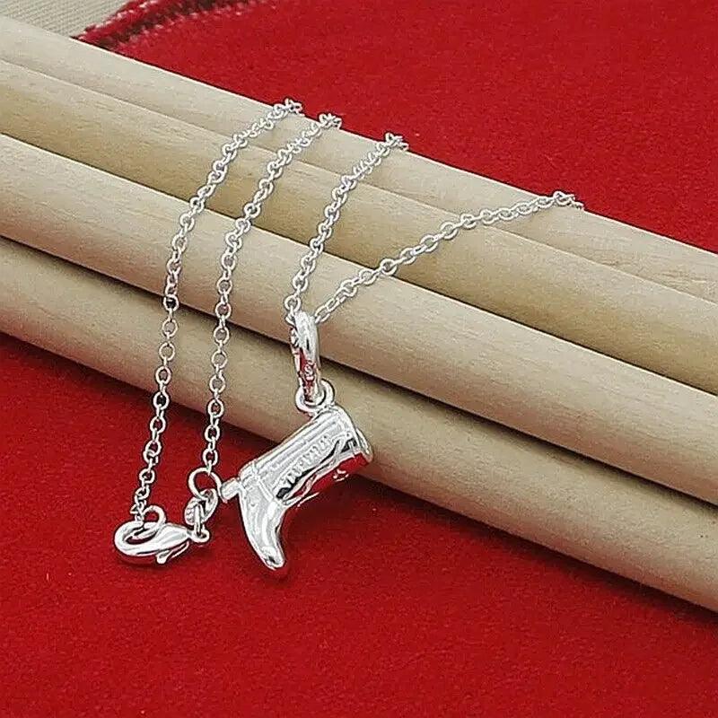 CHUANGCHENG 925 Sterling Silver High Heels Shoes Pendant Necklace Chain Wedding Engagement - CRAVO ROSE