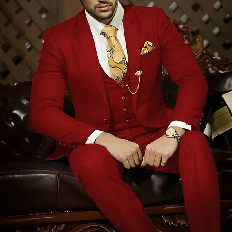 Terno masculino verde escuro bonito para trabalho, 3 peças, baile de formatura, casamento, smoking (jaqueta + calça + colete + gravata)