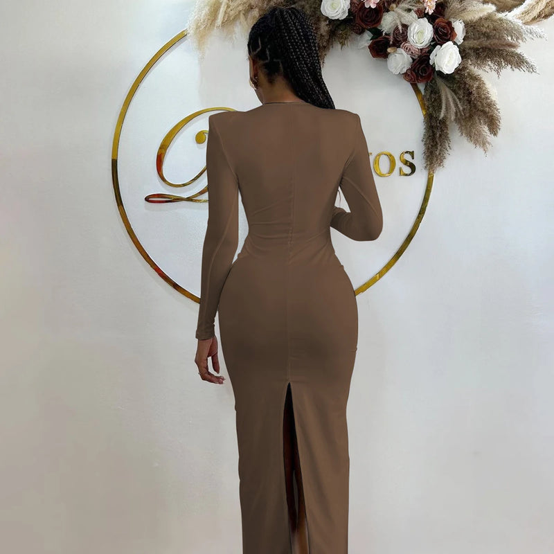 Hawthaw Women 2024 Spring Autumn Sexy Long Sleeve Party Club Hollow Out Bodycon White Long Dress Wholesale Items For Business