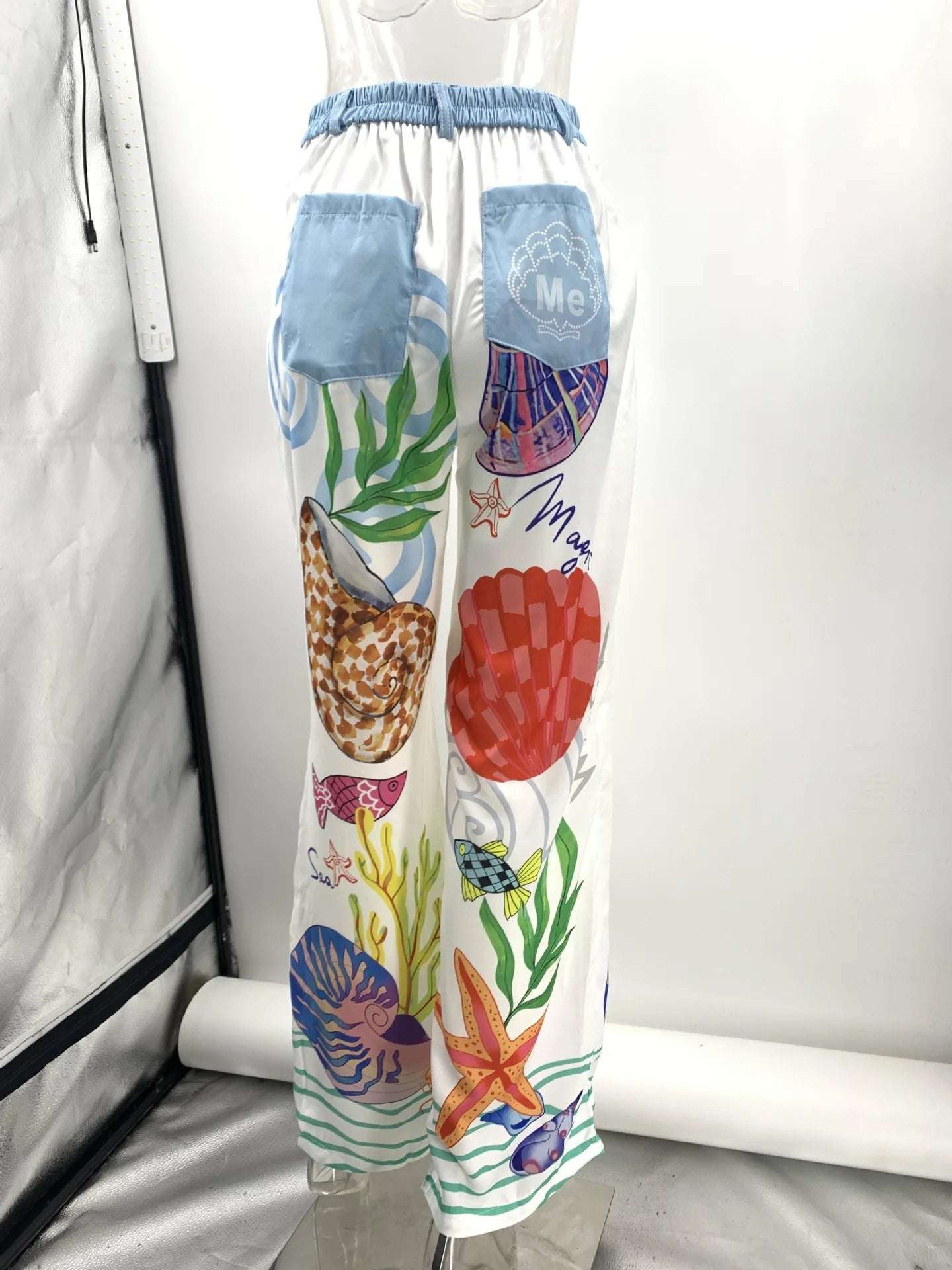 Bohemia Satin Print Loose Pants Sets Women Causal Long Sleeve Shirts Two Piece Sets Female Beach Summer Outfits Streetwear