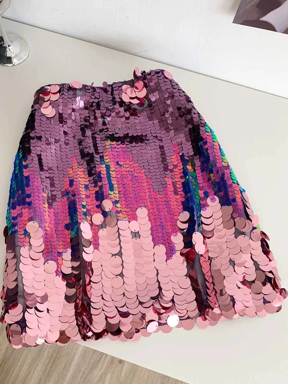 Glittery High Waist  Skirt Women's Summer Heavy Embelliment Bodycon ort Skirt Korean Sle A-Line Skirt Slimming Effect
