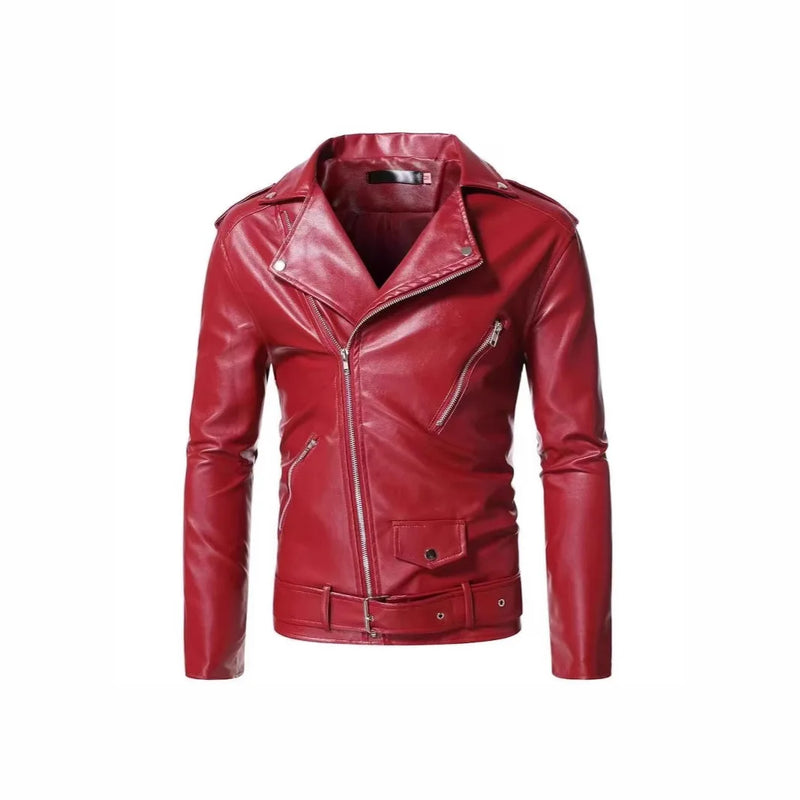 Jaquetas de couro masculinas para motocicleta, zíper oblíquo, slim, nova moda, couro sintético, camurça, casacos casuais, jaquetas de couro 4XL