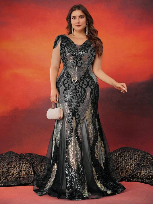 Vestido de Festa com Lantejoulas e Modelagem Sereia
