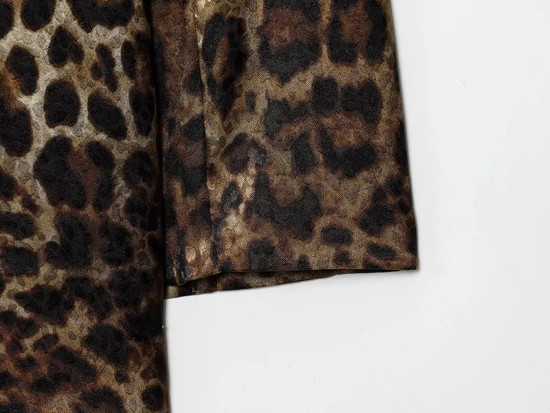 MUJER Leopard Print Blazers Woman Outfit Straight Leg Pants Sets for Women 2 Pieces Jacquard Office Blazer Women's Trouser Suit