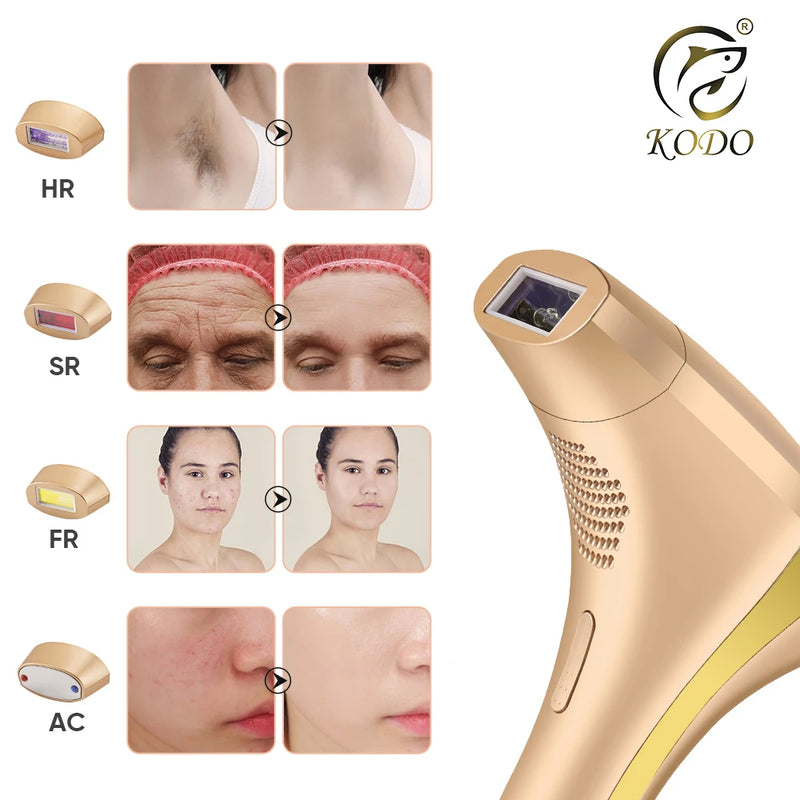 KODO 2025 Depilação a laser de gelo de alta personalização de ponta Depilador a laser IPL permanente Fotoepilador indolor 4 em 1 rosto e corpo