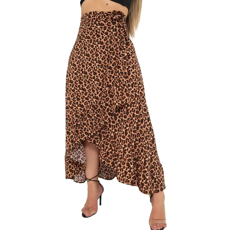 Women's Ounty Print Long Skirt, Sexy Aesthetic Split, High Waist, A-line, Elegant Women's Fashion, Summer