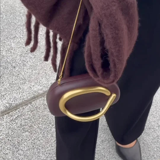 Gold metal Closure Box Clutch Bag women evening wedding party cute purse bag handbag dark red beige 2024 winter new