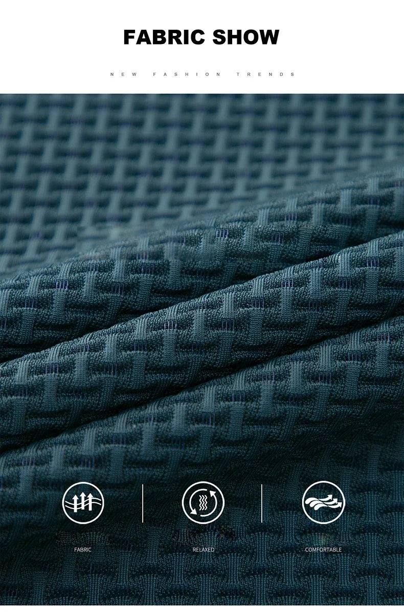 Nova camiseta polo masculina de manga curta com decote em V e manga curta, de seda gelada, respirável, da moda empresarial, roupas de marca masculina