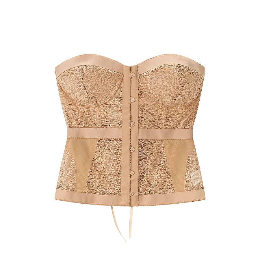 Women's Slim Fit Bandage Vest Top European Style Polyester Fabric Fishbone Strapless Outerwear Short Length Single Button