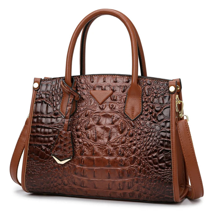 Women's Large Top-Handle Bag Vintage Crocodile Designer Shoulder Bag Quality Leather Crossbody Bag Messenger Commuter Sac A Main