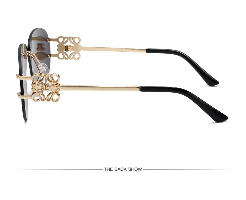 Special-shaped Oversized Rimless Sunglasses Women Brand Designer Shades Eyewear Pilot Sun Glasses Female UV400 Oculos De Sol