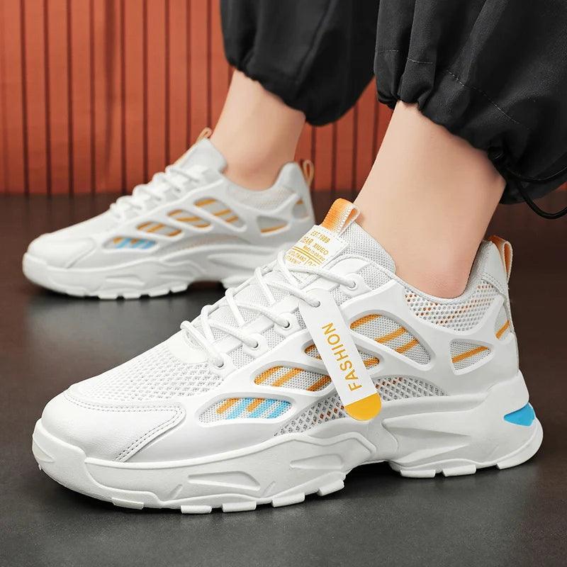 Men's breathable sports casual mesh shoes summer soft sole anti slip outdoor running shoes student fashion trendy urban shoes