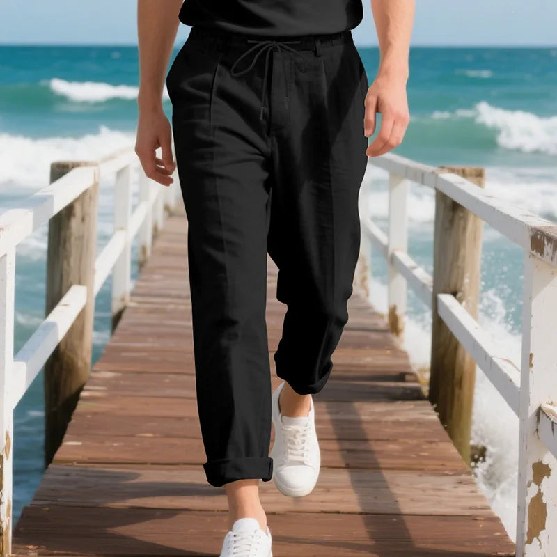 Men's Loose Casual Loose Straight Linen Naples Gurg Breathable Pants Men Clothing Trousers Traf Homme Pantalones Sweatpants