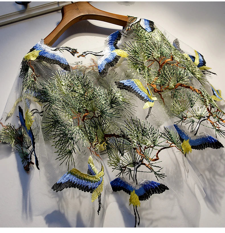 Capas e xales elegantes para mulheres, casaco solto com bordado, colete de renda, bolero, acessórios, casaco para festa, roupa externa WZ1826