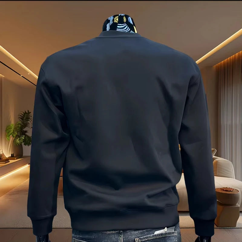 Moletom com capuz gola redonda da moda italiana casual diário, quente, manga comprida, suéter masculino de alta qualidade, tendência urbana