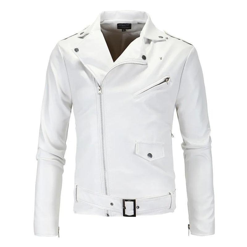 Jaquetas de couro masculinas para motocicleta, zíper oblíquo, slim, nova moda, couro sintético, camurça, casacos casuais, jaquetas de couro 4XL