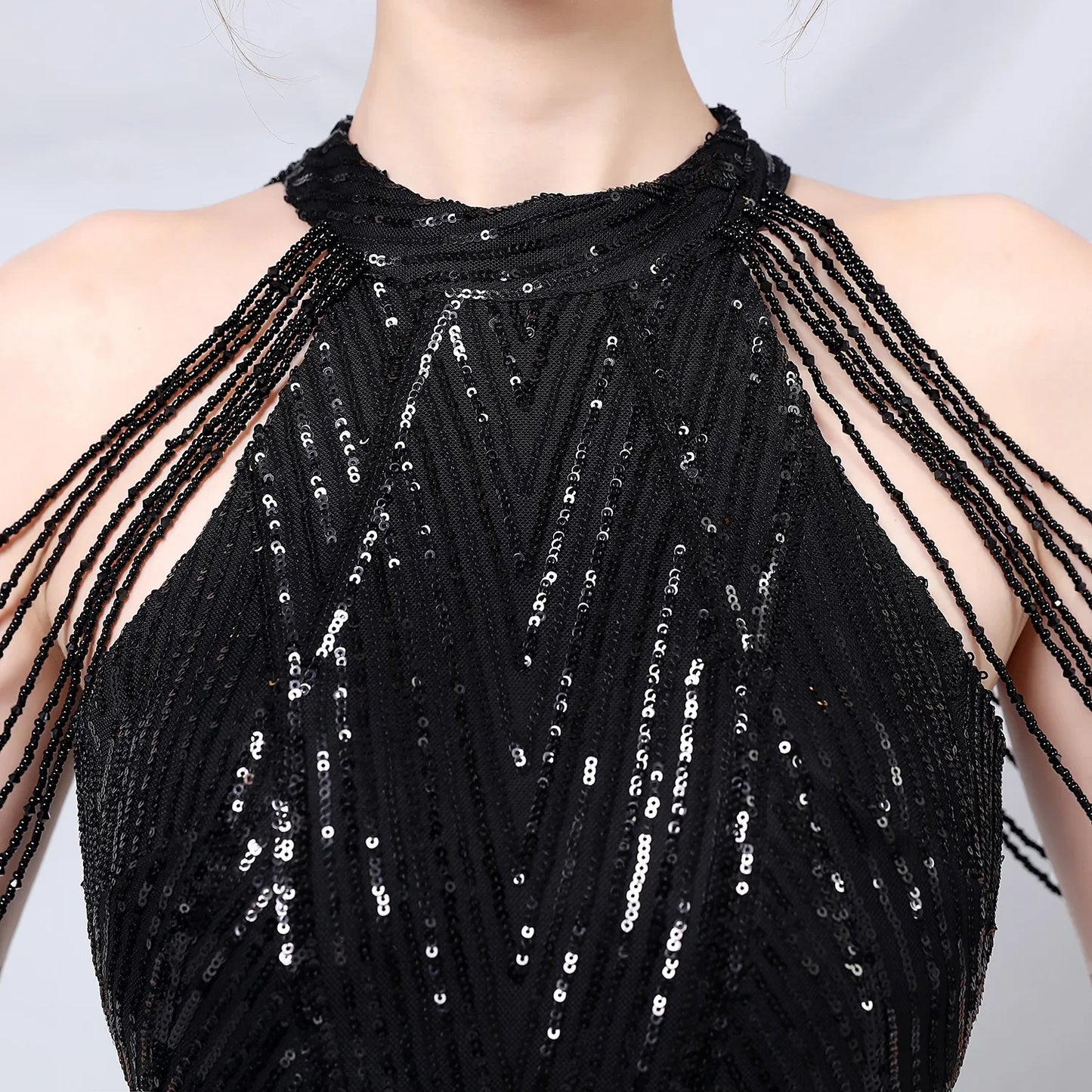 Xmas Sequin Maxi Dress Halter Neck Stripe Mermaid Long Lady Coctail Prom Dress Party Evening Dancing Performance Shimmering Wear