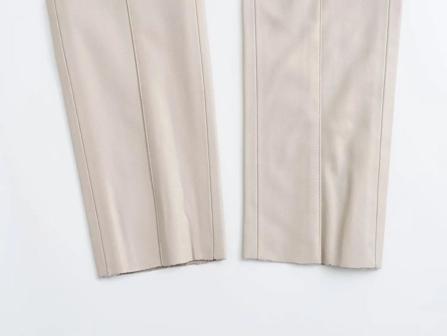 HH 2024 Women's Faux Leather Pants High Waist Straight Leg Trousers Fashion Female Streetwear Stylish Stretch Pencil Pants