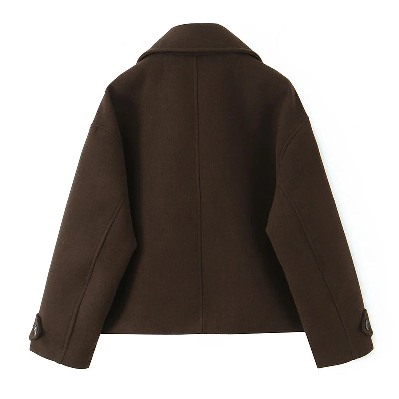 Willshela Women Fashion Solid Double Breasted Trench Jackets Vintage Lapel Neck Long Sleeves Female Chic Lady Outfits