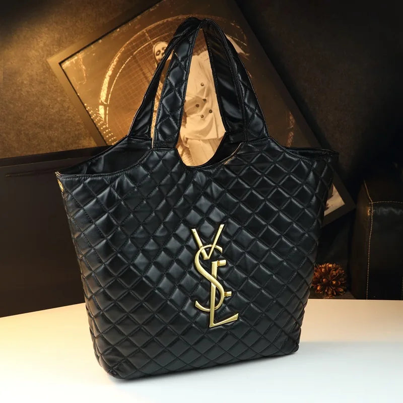 Bolsa tote de couro genuíno elegante para mulheres, leve, grande capacidade, com inserção organizadora, moda, trabalho, viagem, bolsa de ombro - CRAVO ROSE