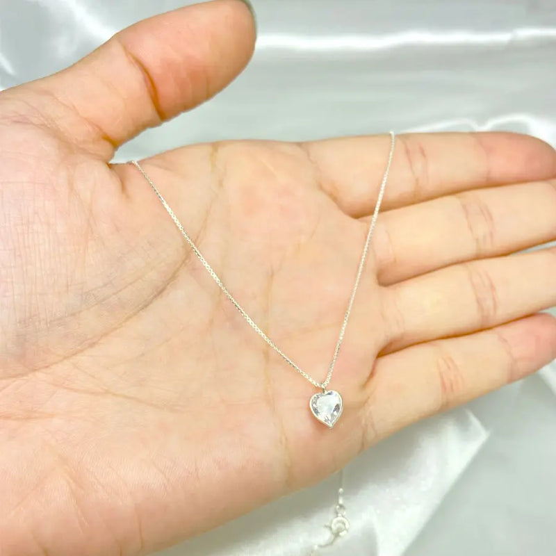Colar Prata Lei Ponto Luz Coração delicado