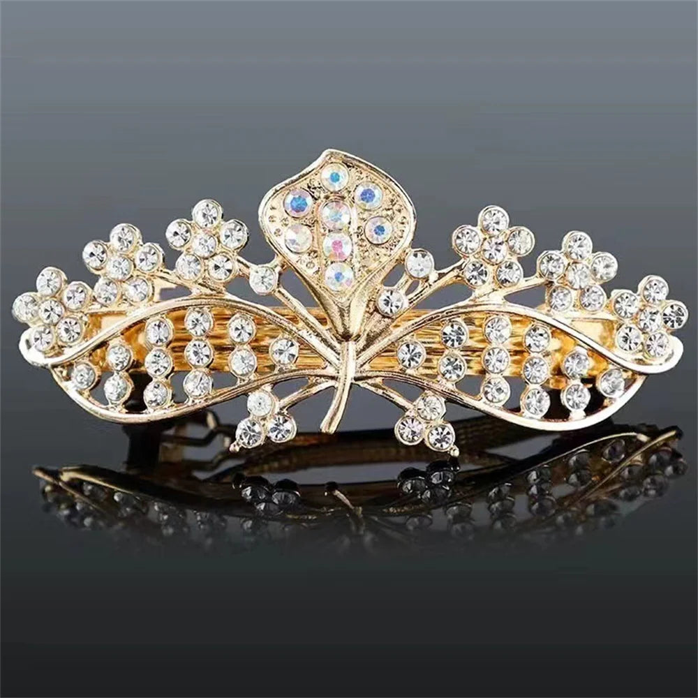 Korean Shiny Rhinestone Hair Clip for Girls Women Fashion Sweet Exquisite Pearl Flower Hairpin Hair Claw Hair Accessories