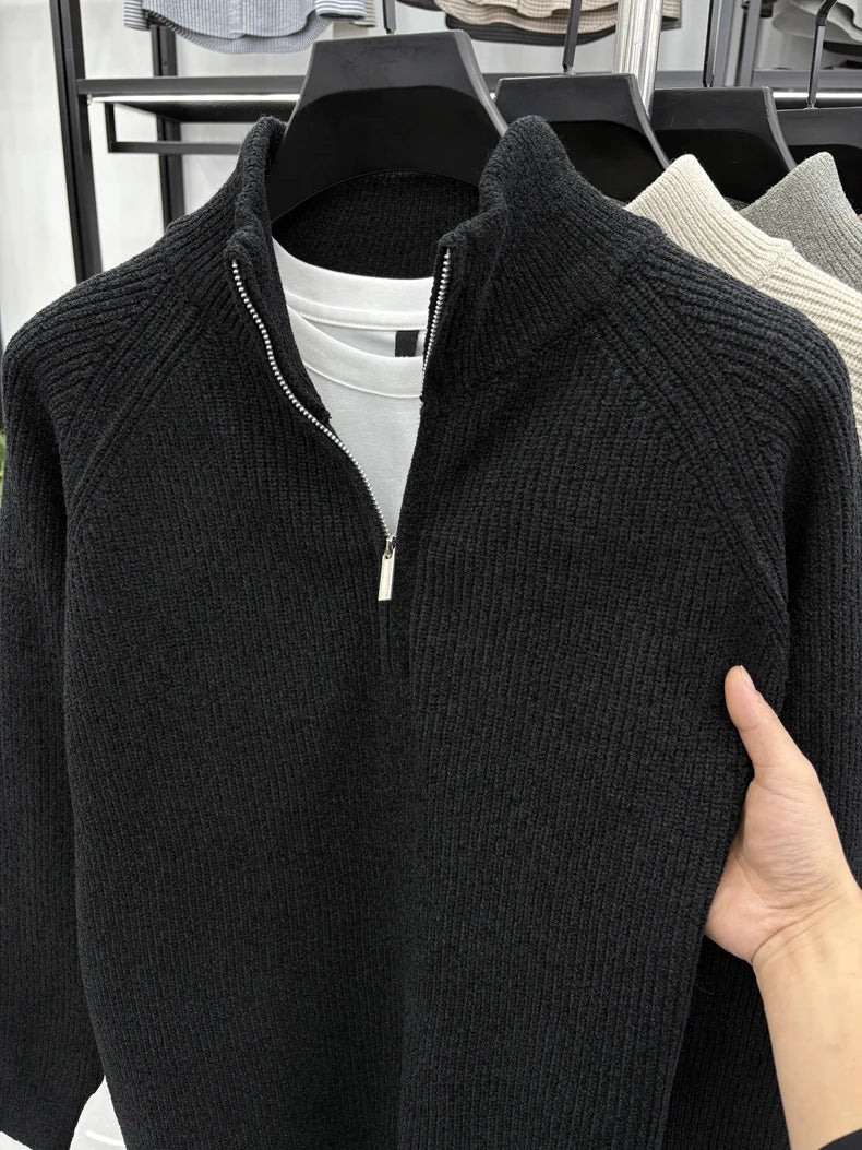 Men's Sweater Half Zipper Winter Thick Korean Edition Casual Loose Stand Up Collar Undercover