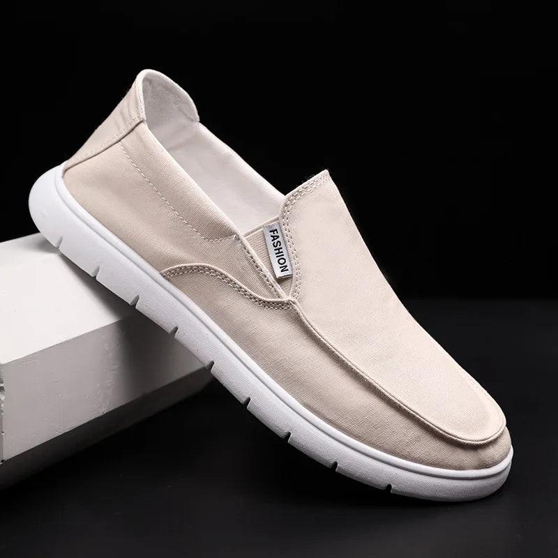 New Spring Men's Canvas Shoes Flat Loafers Breathable Soft Bottom Old Beijing Cloth Shoes Low To Help Casual Shoes - CRAVO ROSE