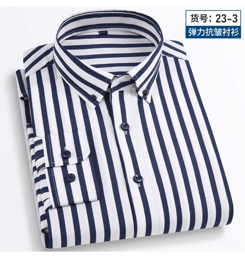 Camisa Social Masculina Listrada Manga Longa – Estilo Business Casual Elegante