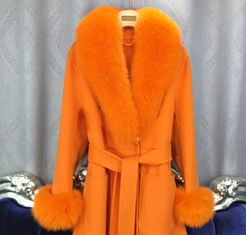 Luxury 2025 Real Fox Fur Collar And Cuffs Set for Women Winter Neck Warmer Fashion Scarf ShawlS Wrap Combo Large Size Furry Fur
