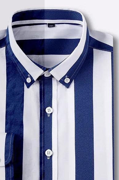 Camisa Social Masculina Listrada Manga Longa – Estilo Business Casual Elegante